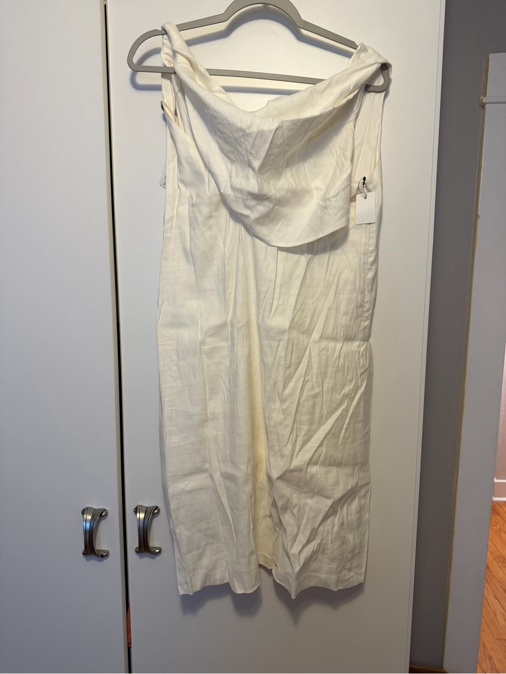 Women's Off-Shoulder Cream Linen Dress
